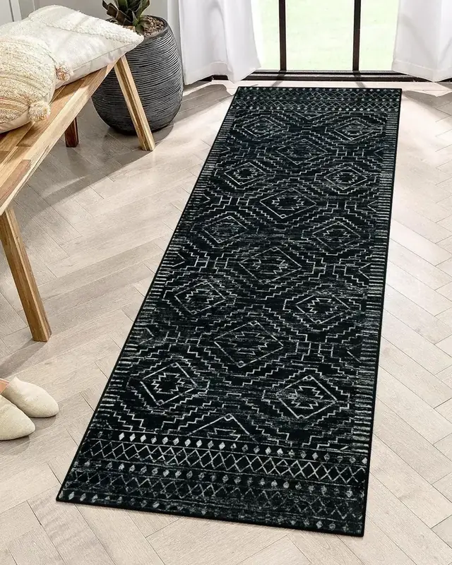 Lahome Moroccan Black Geometric Rug — view 2