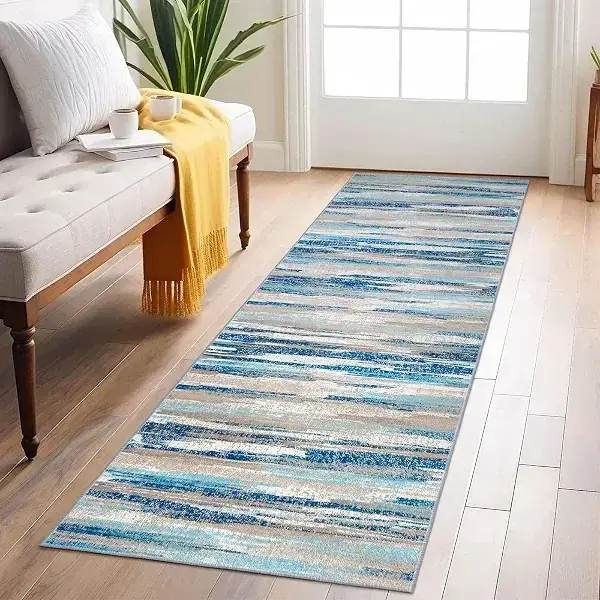 Lansny Grey Blue Abstract Rug — view 2
