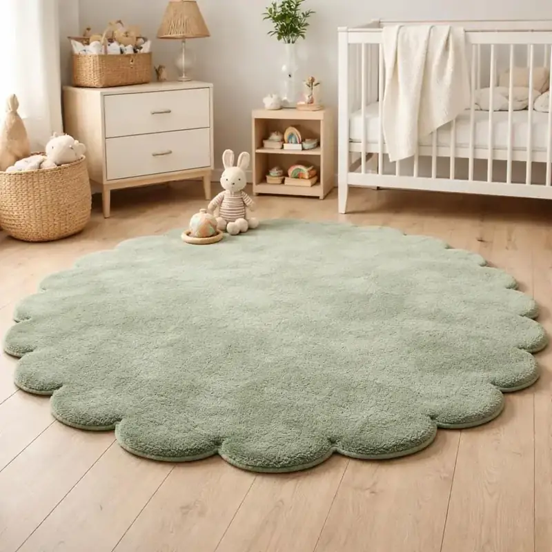 Bileehome Sage Green Baby Girl Rug — view 2