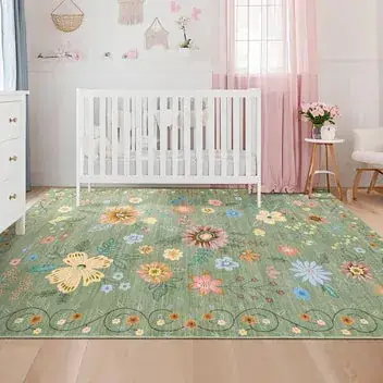 Bileehome Sage Green Baby Girl Rug — view 3