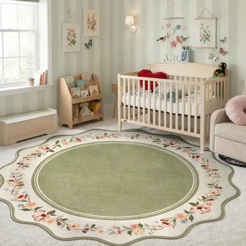 Bileehome Sage Green Baby Girl Rug — view 4