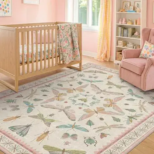 Hazo Haus Pink Girls Baby Playroom Rug — view 2