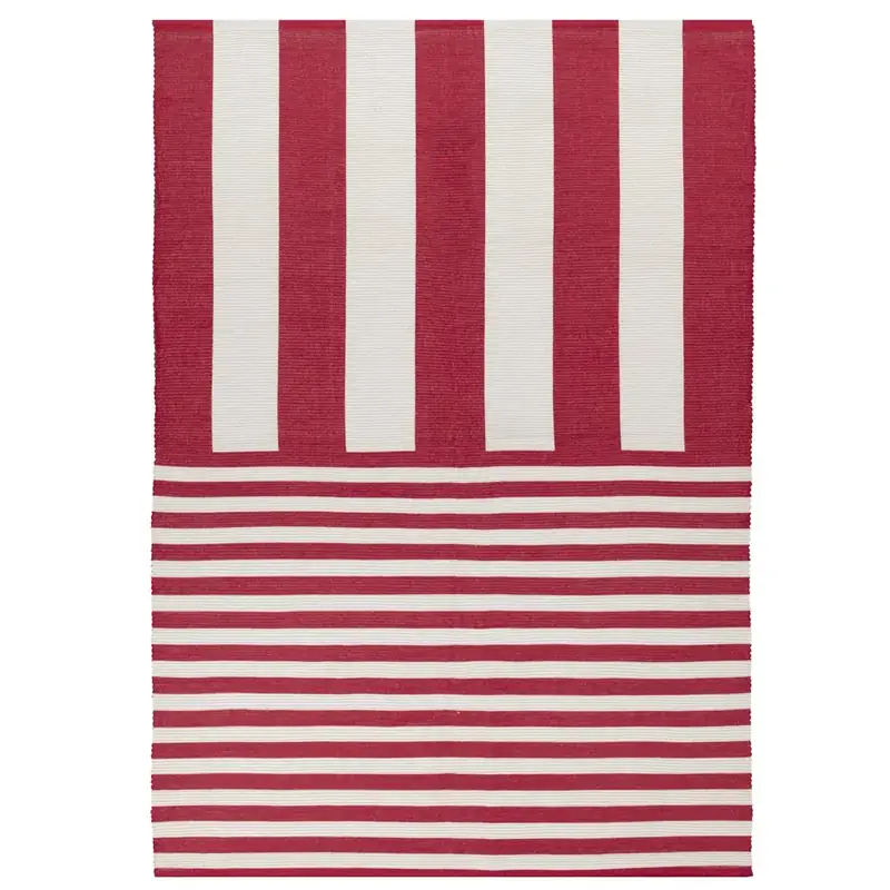 Bottalive Cotton Stripe Red White Rug — view 2