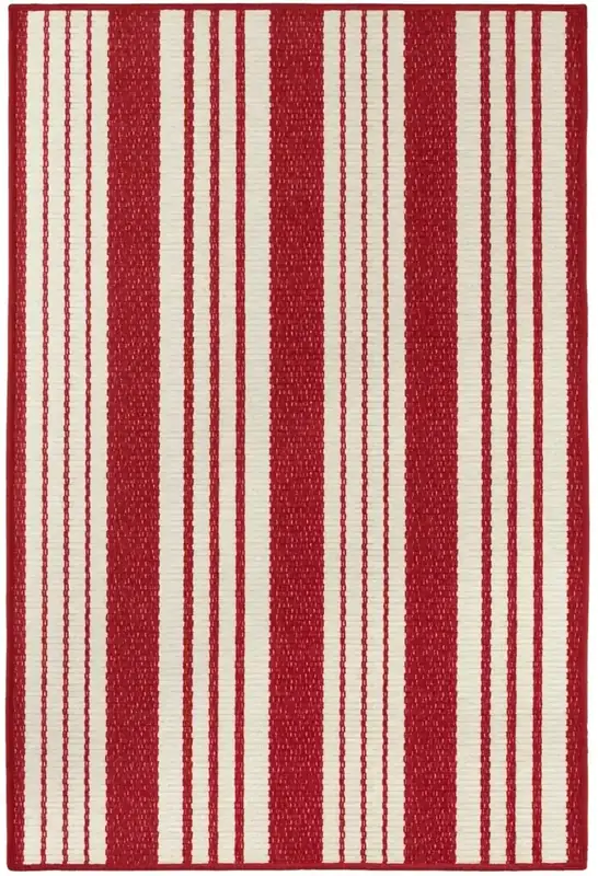 Bottalive Cotton Stripe Red White Rug — view 4
