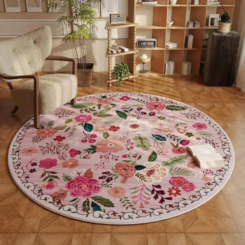 Wonnitar Round Floral Round Circle Rug — view 3