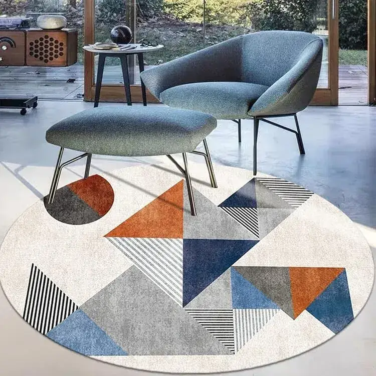 Carvapet Round Abstract Circle Rubber Rug — view 2