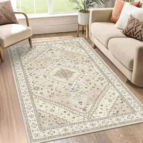 Yamaziot Boho Vintage Floor Beige Rug — view 4