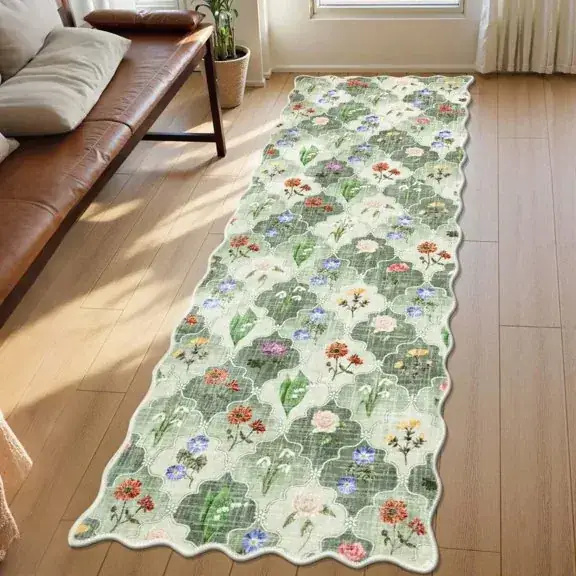 Yamaziot Vintage Floral Rubber Backing Rug — view 4