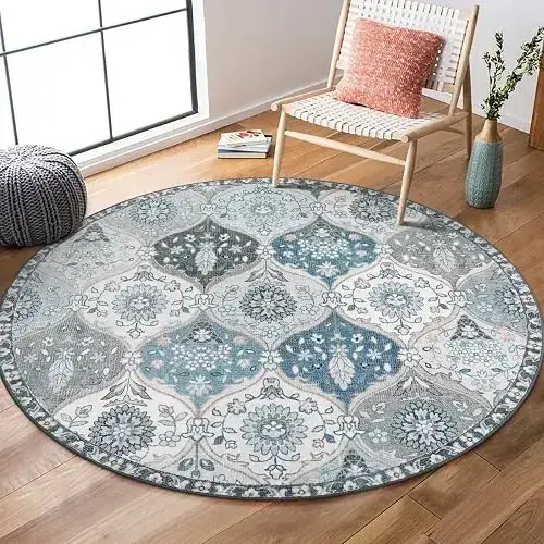 Lahome Floral Round Ultra-thin Boho 4ft Rug — view 2