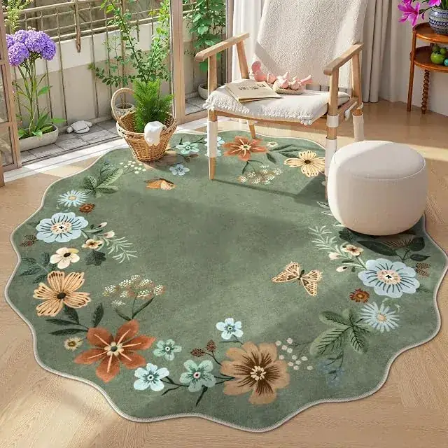 Lahome Floral Round Ultra-thin Boho 4ft Rug — view 4