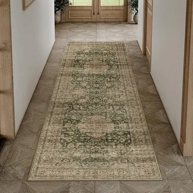Wondrg Vintage Green Brown Distressed Rug — view 4