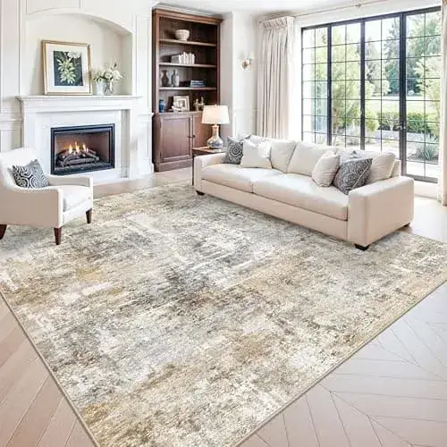 Zhxxuj Neutral Abstract 12×15 Rug — view 2
