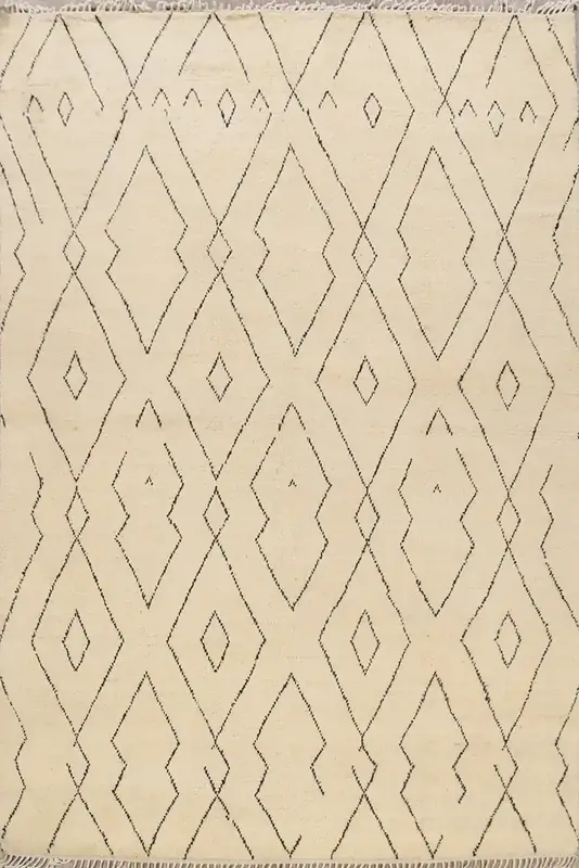 Vecarf Moroccan Geometric Boho Beige Rug — view 3