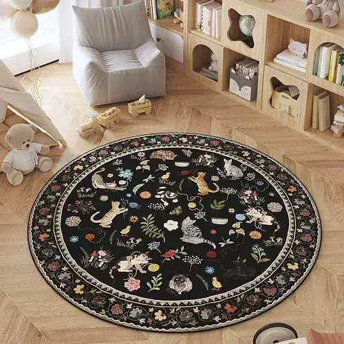 Rugcomf Round Circle Boho Floral 6ft Rug — view 2