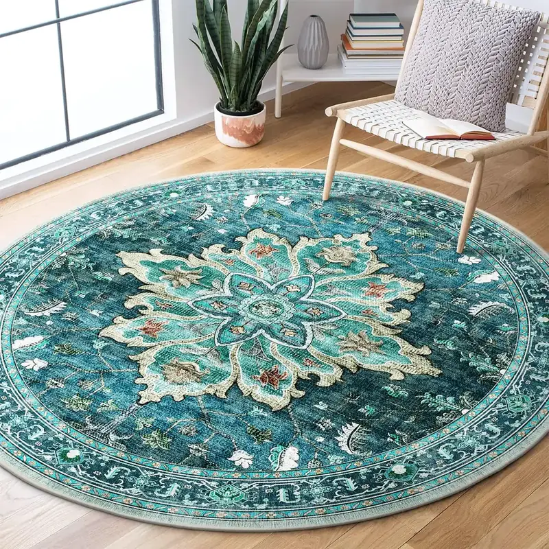 Rugcomf Round Circle Boho Floral 6ft Rug — view 4
