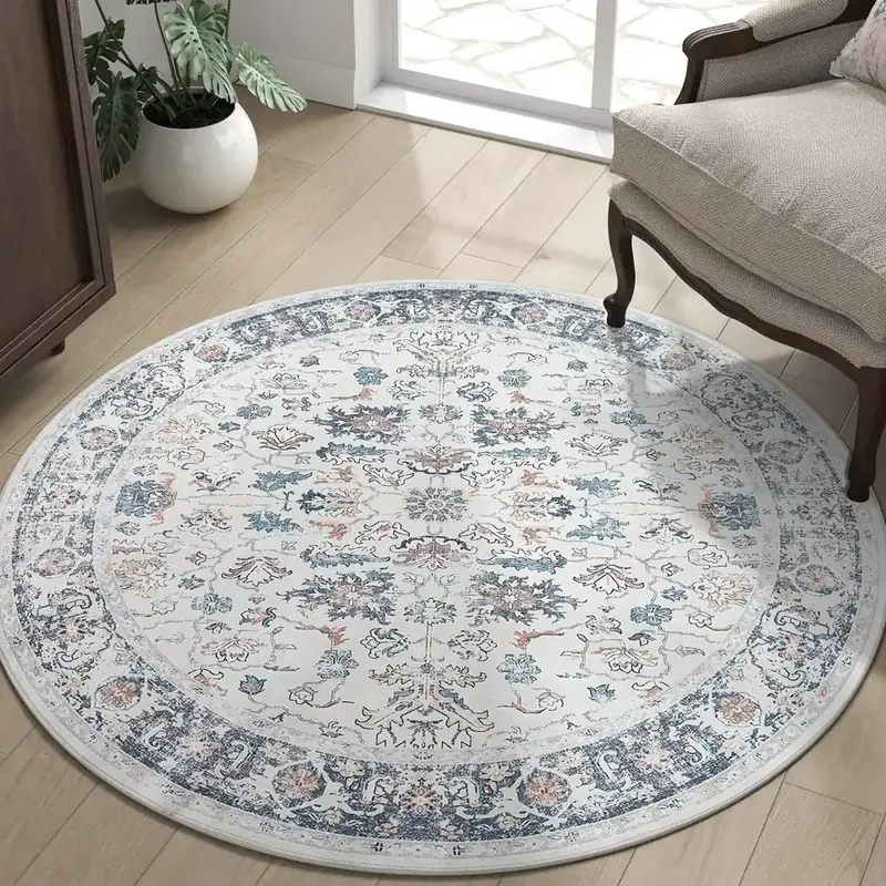 Rugcomf Round Circle Boho Floral 4ft Rug — view 4