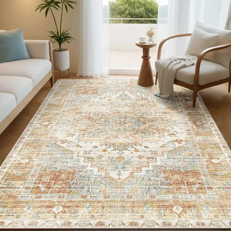 Kokia Boho Vintage Orange Printed Rug — view 2