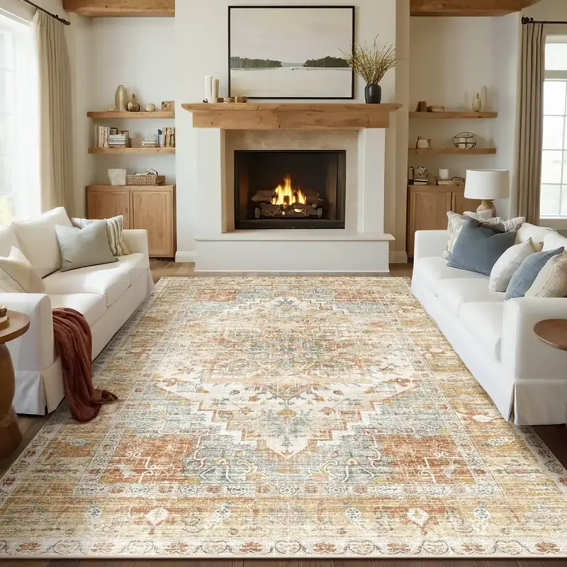 Kokia Boho Vintage Orange Printed Rug — view 3
