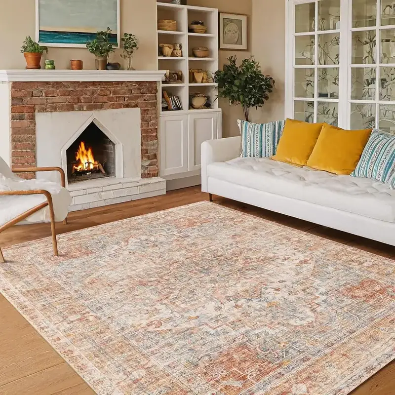 Kokia Boho Vintage Orange Printed Rug — view 4