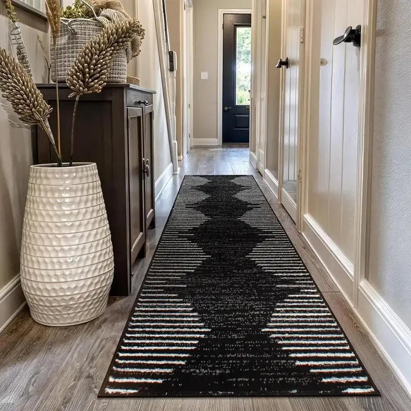 Rugshop Marbella Bohemian Stripes Black Rug — view 3