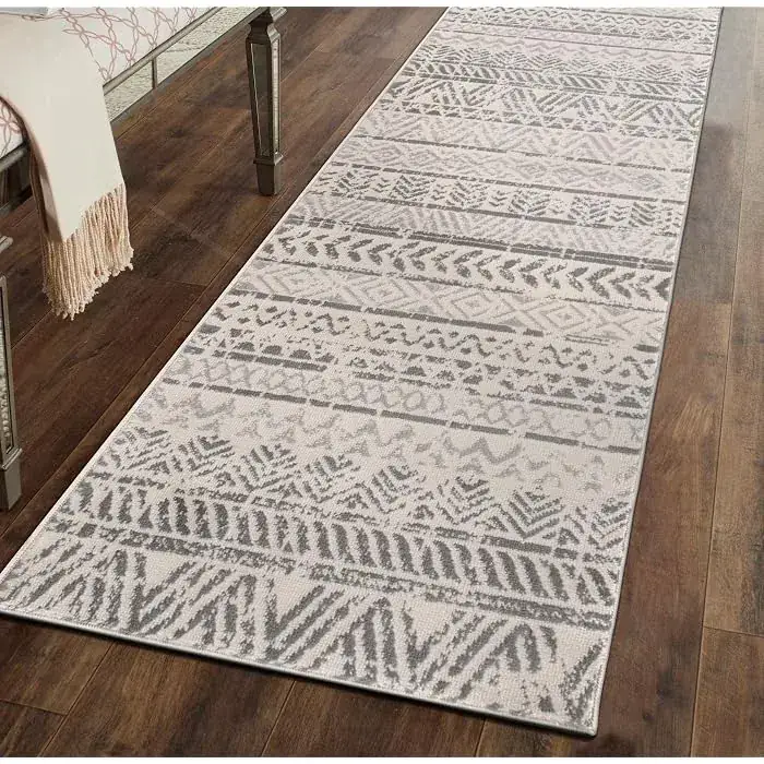 Rugshop Marbella Bohemian Stripes Beige 2×8 Rug — view 2
