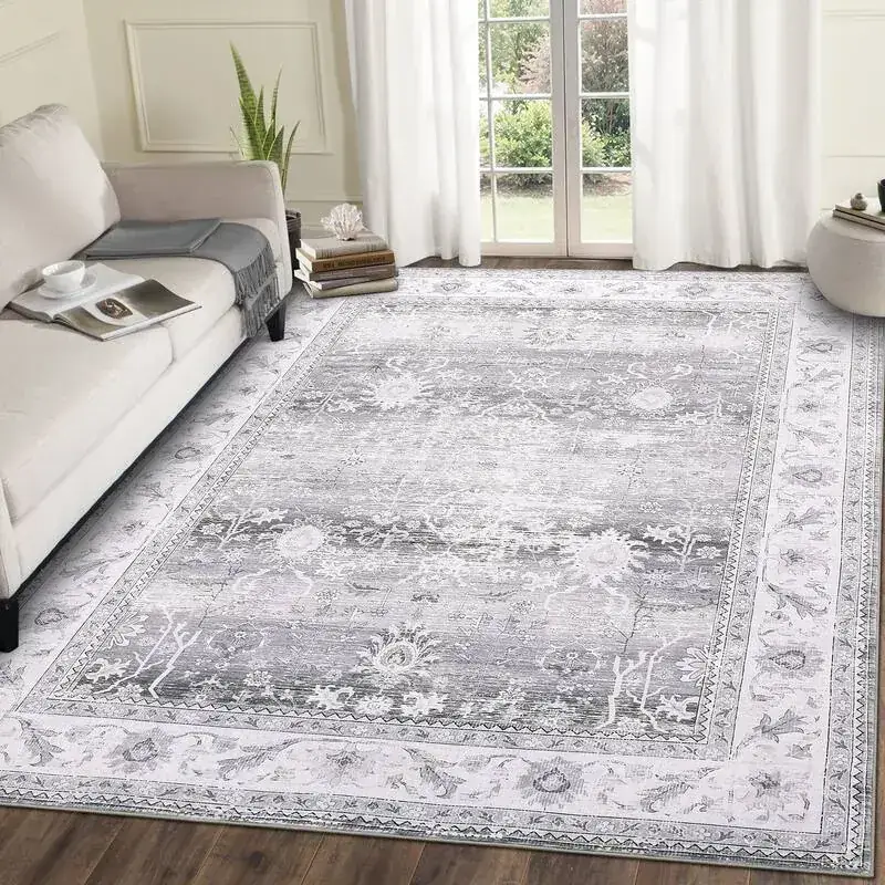 Garveehome Floral Resistance Laundry Black Rug — view 2