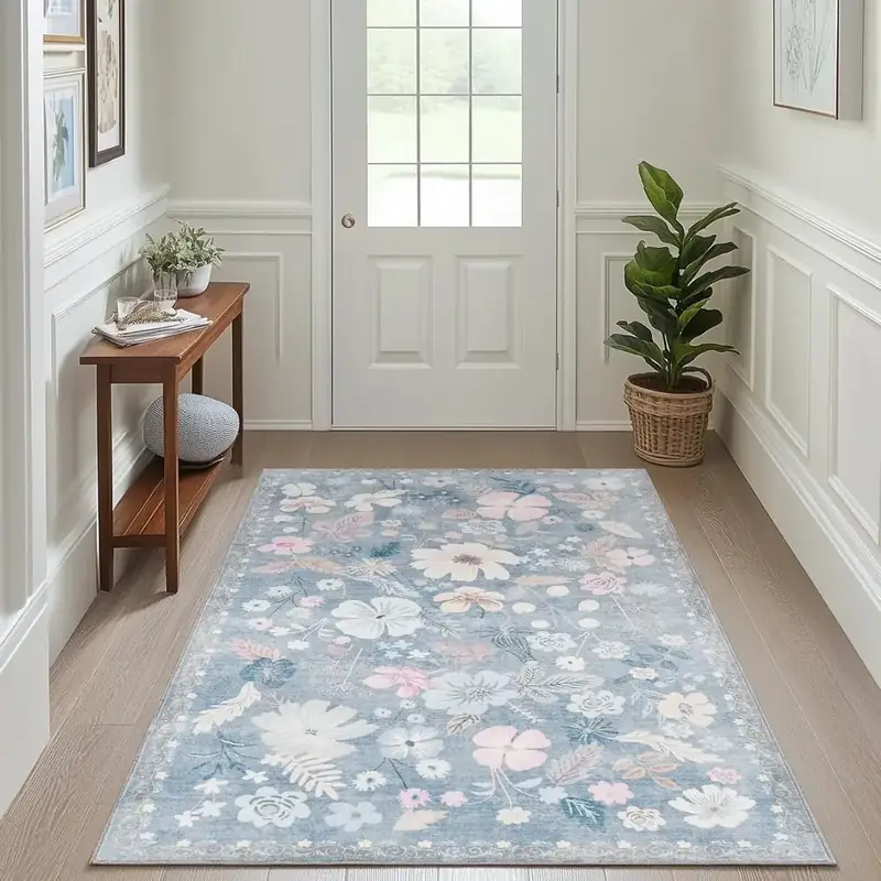 Garveehome Floral Resistance Laundry Sage Rug — view 4