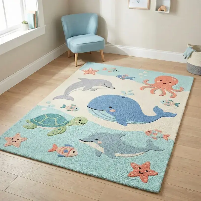 Hazo Haus Ocean Whale Mermaid Rug — view 4