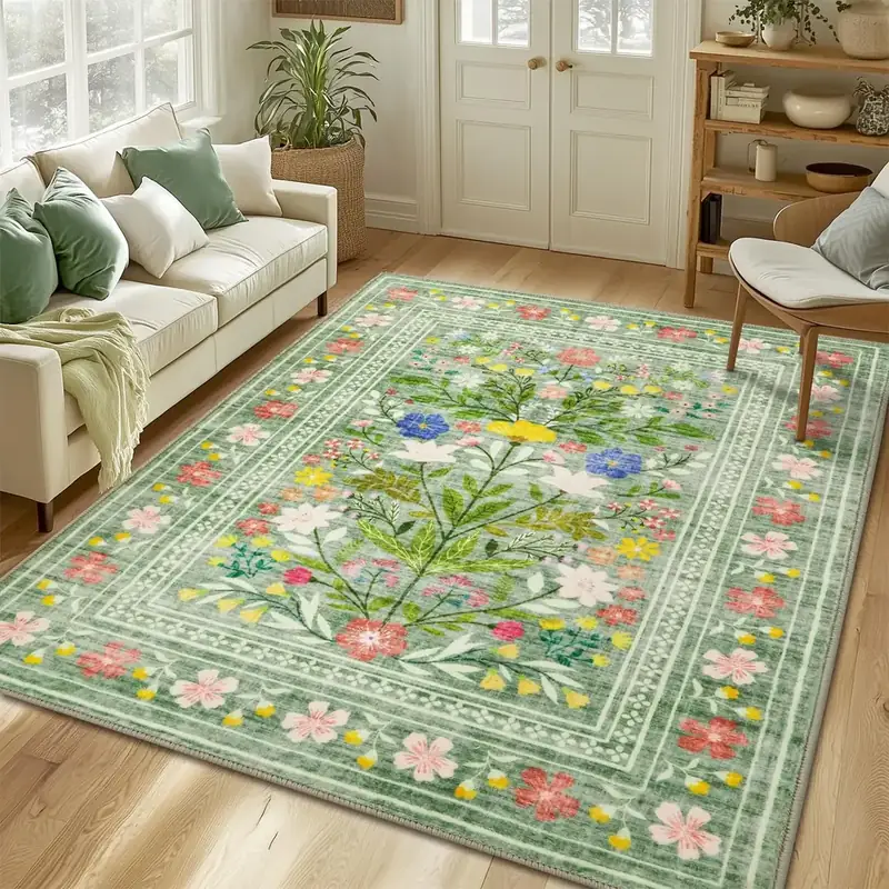 Lunasun Floral Sage Green Vintage Rug — view 2
