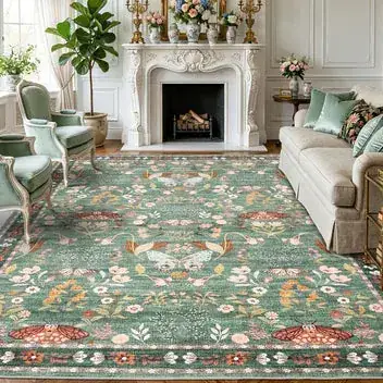Lunasun Floral Sage Green Vintage Rug — view 4