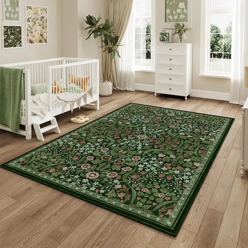 Dadasgk Green Boho Floral Ultra-thin Rug — view 2