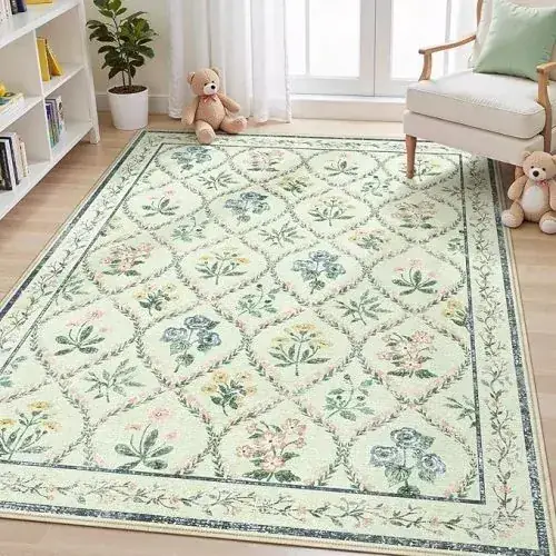 Dadasgk Green Boho Floral Ultra-thin Rug — view 3