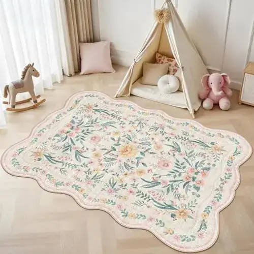 Dadasgk Green Boho Floral Ultra-thin Rug — view 4
