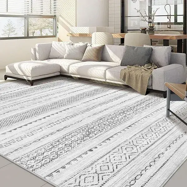 Xluez Geometric Gray Rug — view 2