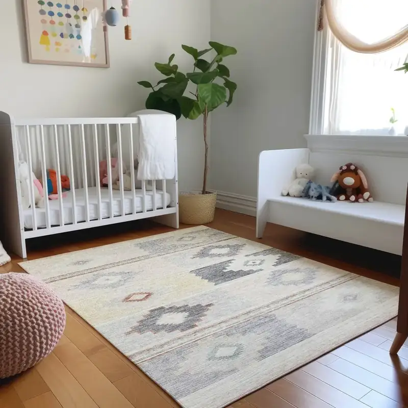 Xluez Geometric Gray Rug — view 3