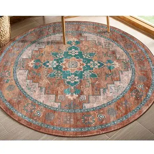 U’artlines Round Laundry Rubber Backing Rug — view 2