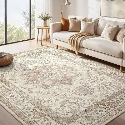 Pmtsns Vintage Boho Neutral Medallion Rug — view 4
