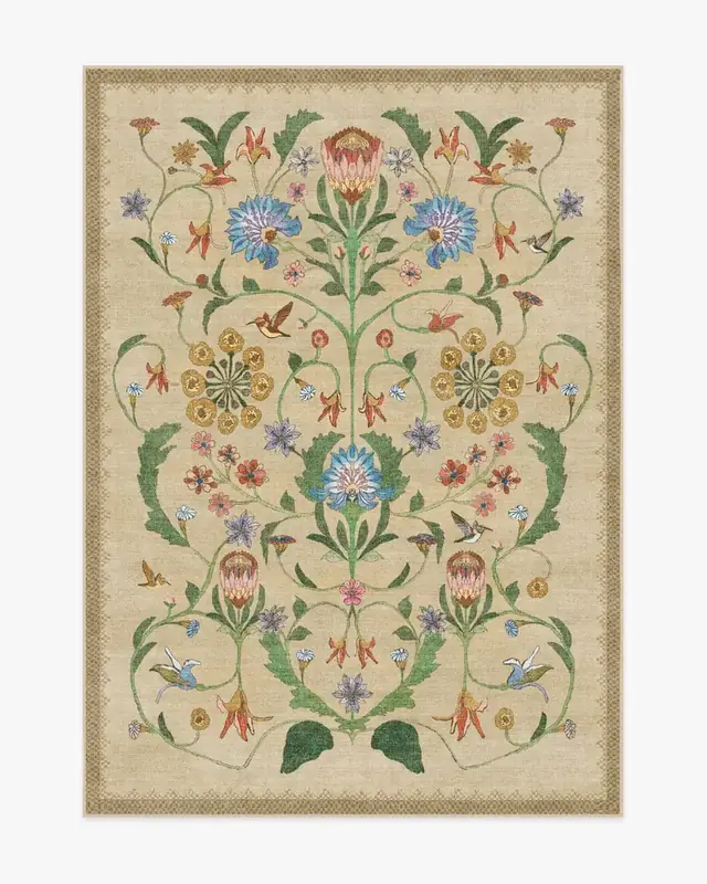 DCX Beige Vintage Floral Botanical Rug — view 4