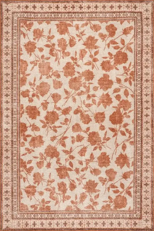 Othilic Floral Beige Vintage Farmhouse Rug — view 2