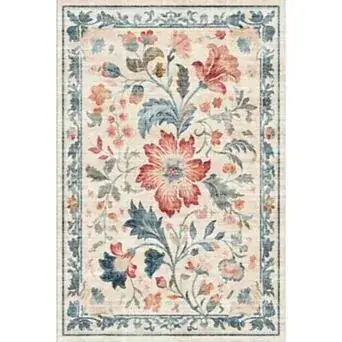 Othilic Floral Beige Vintage Farmhouse Rug — view 3
