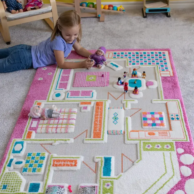Rug&play Play Pink Dollhouse Girls Rug — view 3
