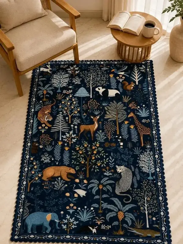 Mosiso Forest Fox Deer Printed Rug — view 3