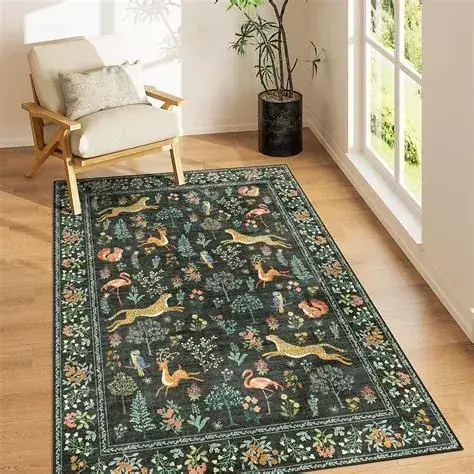 Mosiso Forest Fox Deer Printed Rug — view 4