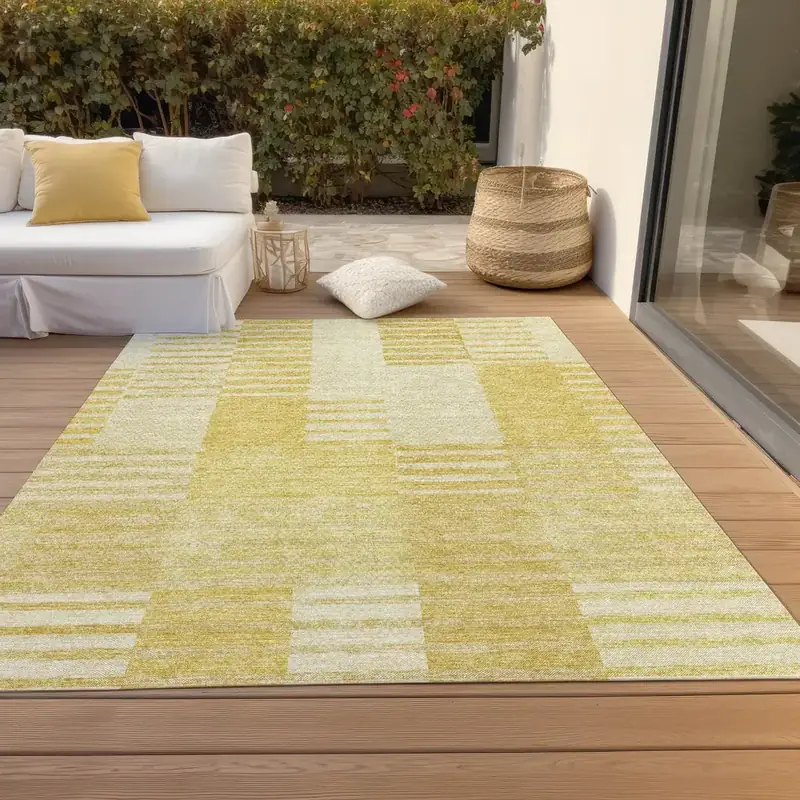 Unknown Striped Gold Rug — view 2