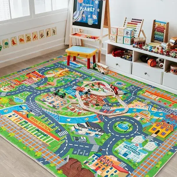 Uphome Playroom Play Blue Educational Rug — view 3