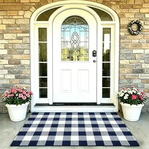 Mubin Cotton Buffalo Plaid Navy Rug