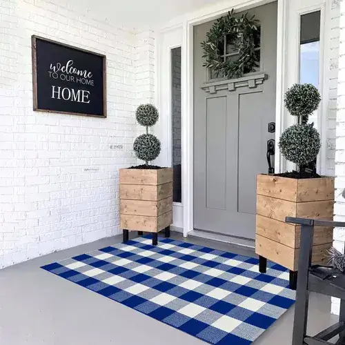 Mubin Cotton Buffalo Plaid Navy Rug — view 3