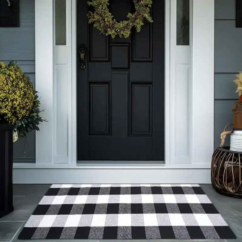 Mubin Cotton Buffalo Plaid Navy Rug — view 4