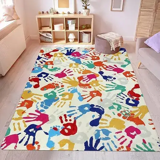Staruia Colorful Handprints Rug — view 2