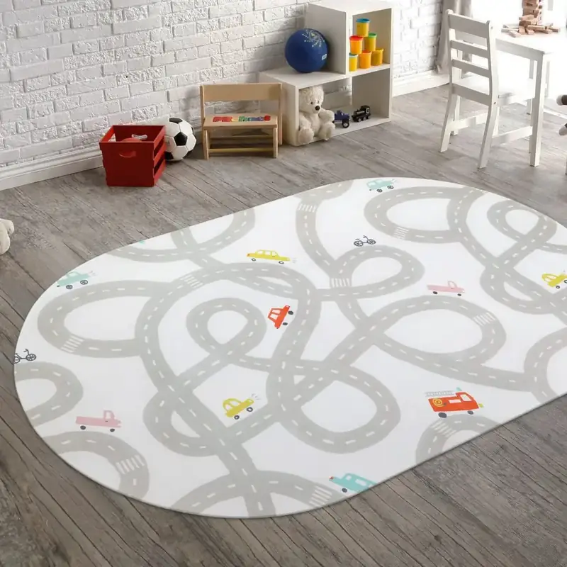 Staruia Playroom Road Fun Blue Rug — view 3